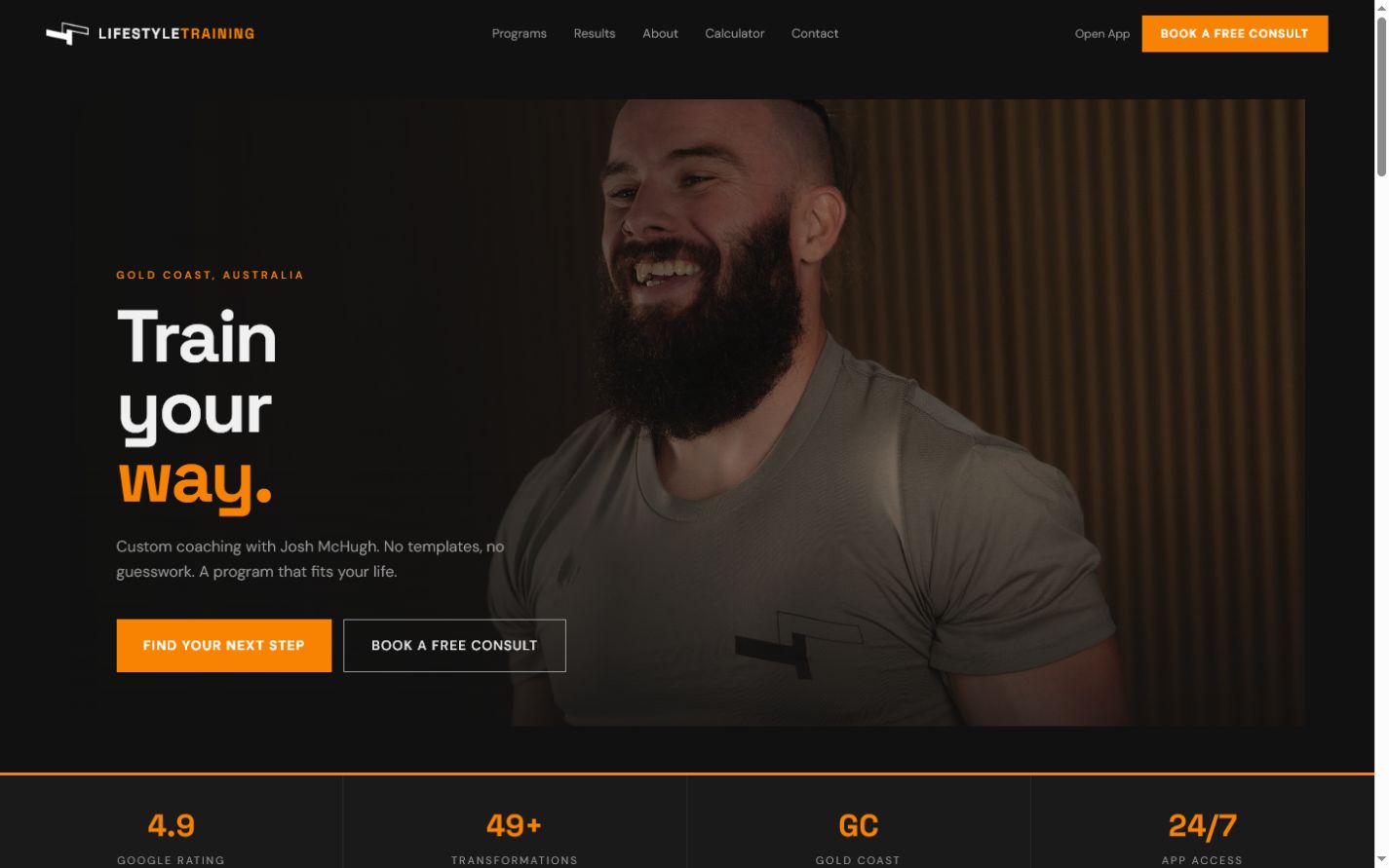 Lifestyle Training website homepage